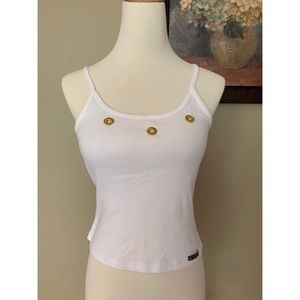 Dolce&Gabbana White Tank Top with Gold Detail